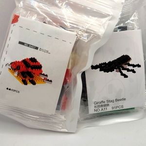 2 Building Kits: Giraffe Stag Beetle & Red Beetle